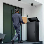 Gaonala Steel Package Delivery Box 19.6x14.4x44.9in Lockable Weather-Resistant Black
