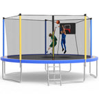 SHINPT 14ft Outdoor Trampoline With Safety Net, Basketball Hoop And Ladder