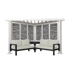 Backyard Discovery Galvanized Steel Corner Pergola With Seating, White, 12x8' - Ridgedale