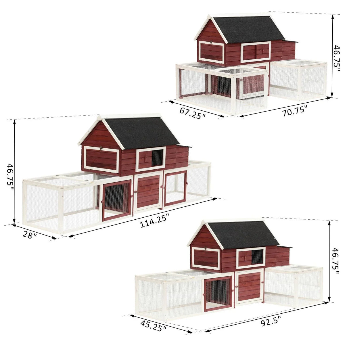 Pawhut Wooden Backyard Chicken Coop With Nesting Box And Run, 114in