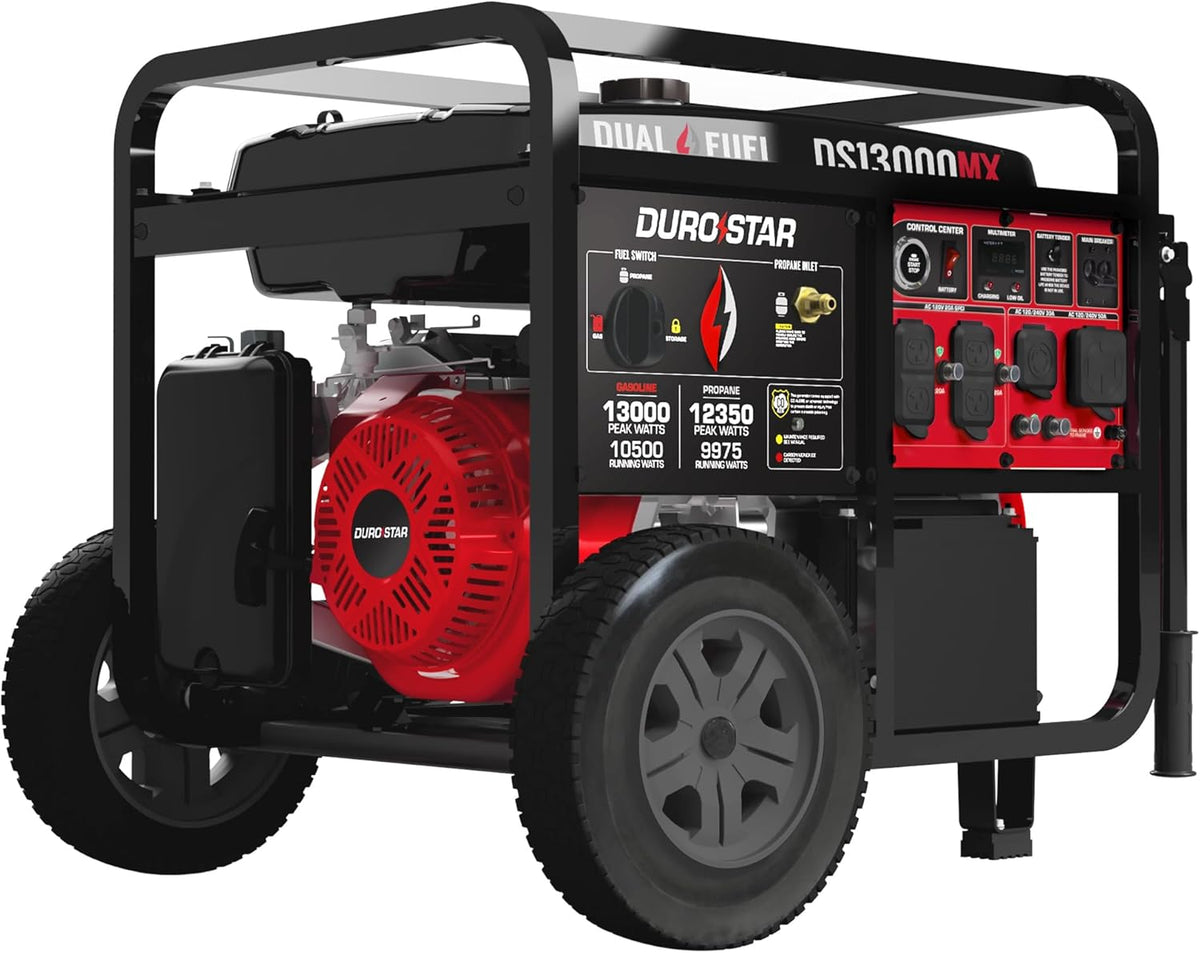 DuroStar Dual Fuel Portable Generator, 13,000-Watt, 500cc - DS13000MX