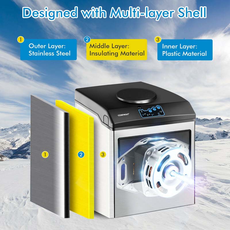 48 Lbs/24H 2-in-1 Stainless Steel Countertop Ice Maker With Chilled Water Dispenser And 5 Lbs Ice Storage Basket