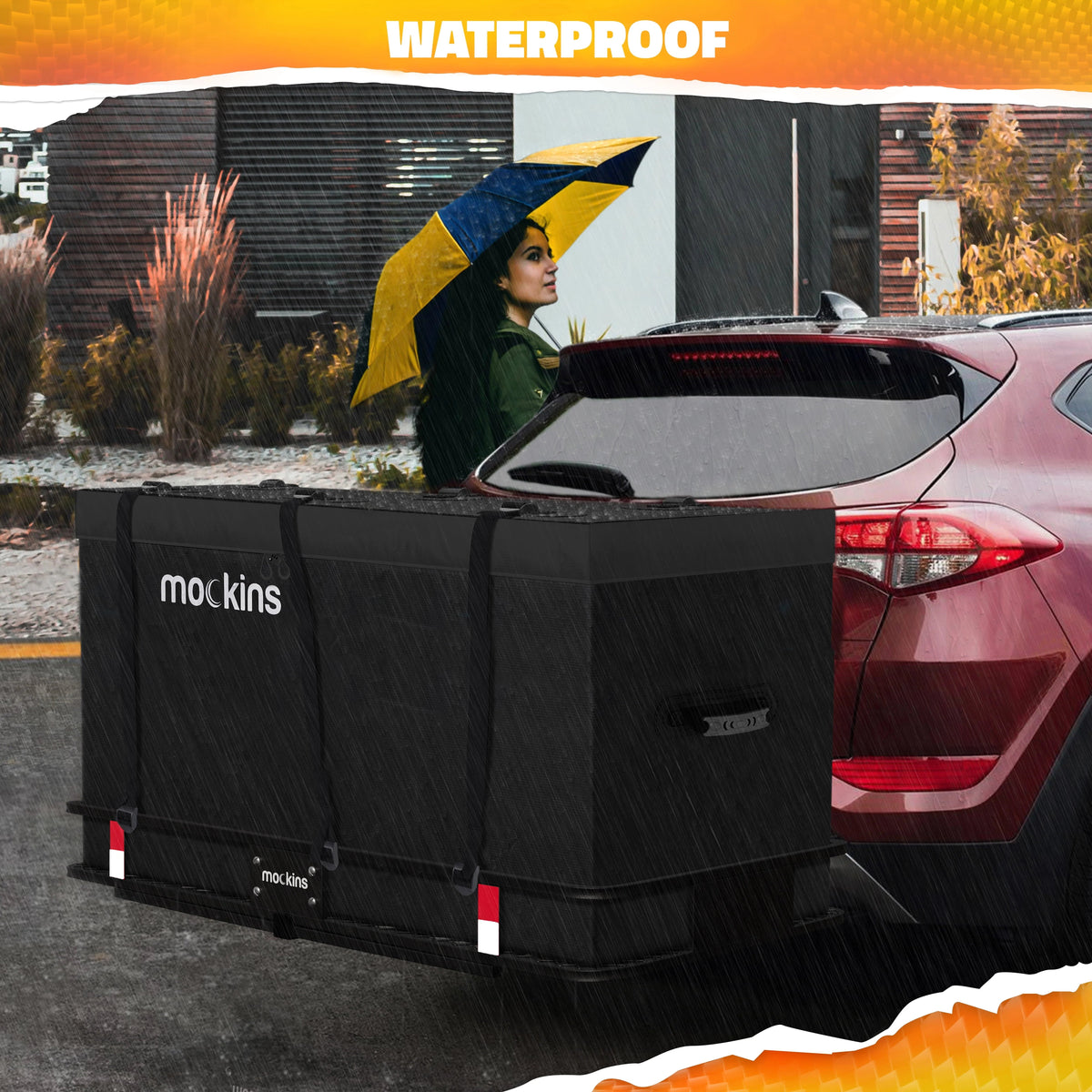 Mockins XL Trailer Hitch Cargo Carrier - 500 lbs, 60x24x6 in, 25 Cu. Ft. Bag