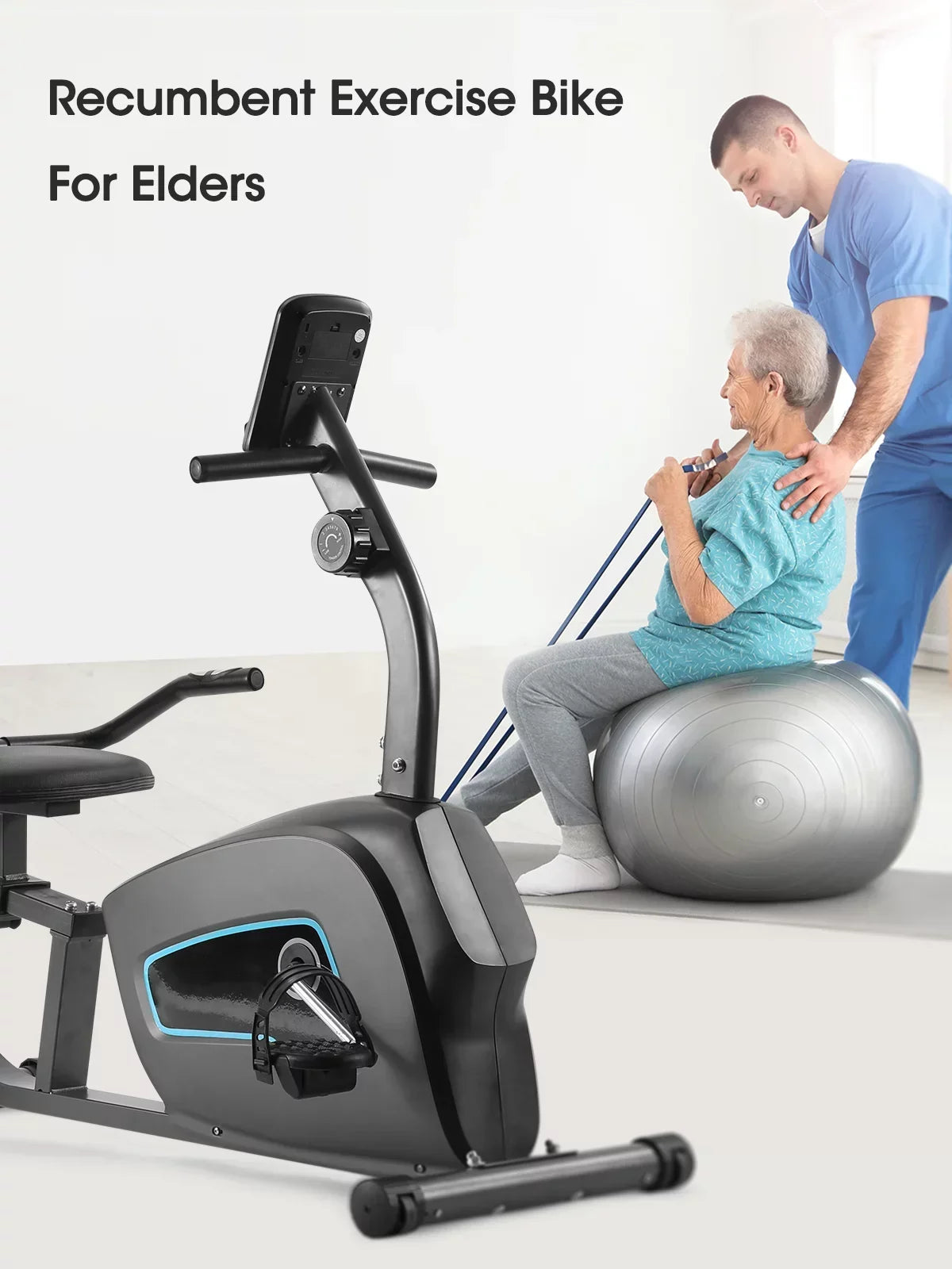 Recumbent Exercise Bike With Pulse Monitor And Tablet Holder - 8-Level Magnetic Resistance, 300 lbs Capacity