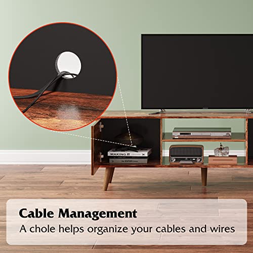 WLIVE Mid-Century TV Stand For 50/55/60inch TVs, 53.6in W x 15.7in D x 18.9in H