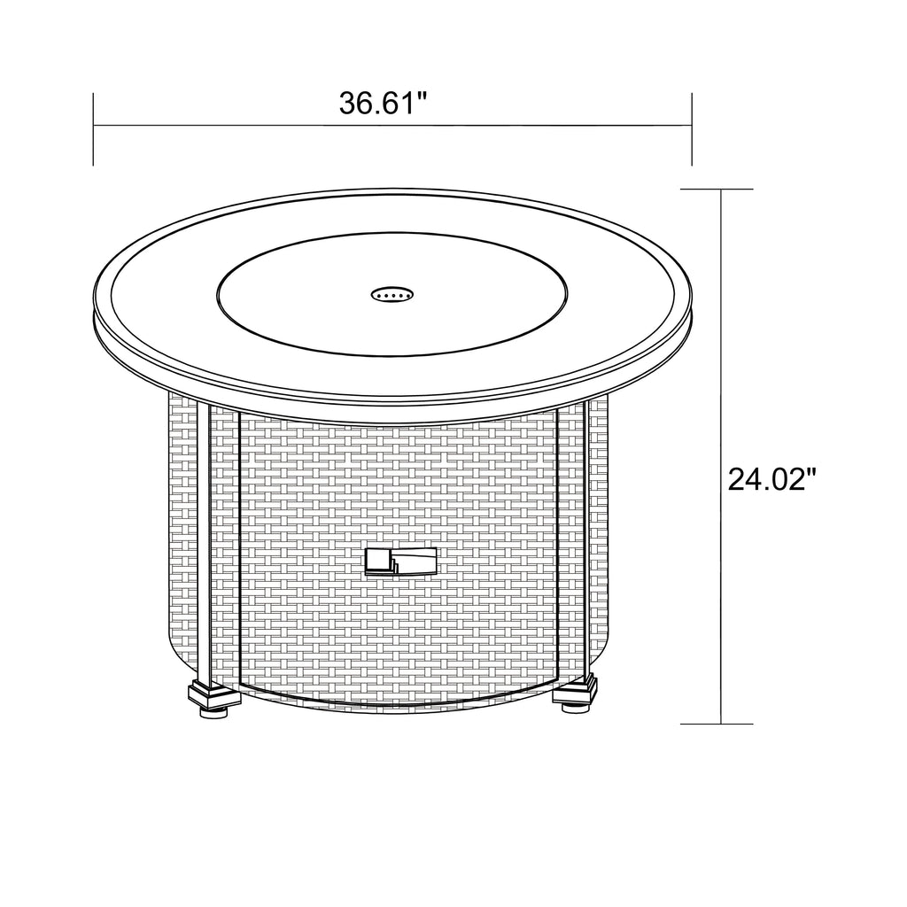 Better Homes & Gardens Propane Gas Fire Pit Table, 37 in Round, 50,000 BTU, Glass Beads, Metal Lid And Protective Cover - Colebrooke