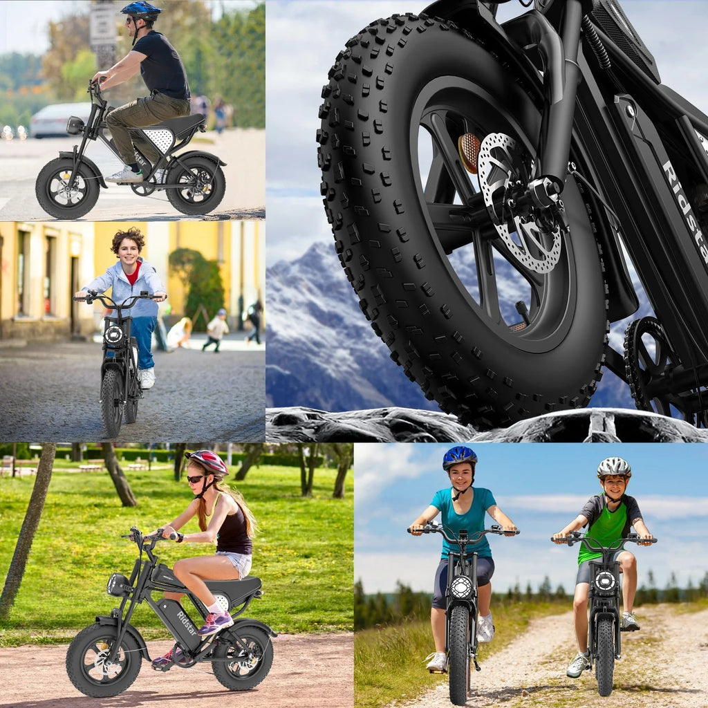 1500W Electric Mountain Bike 48V 20Ah, 20 inch Fat Tires, Shimano 7-Speed, Full Suspension - q20-1500w