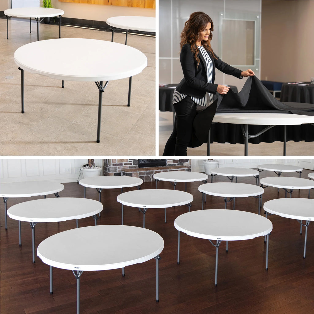 Lifetime 60 Inch Round Commercial Folding Table, Almond - 280435