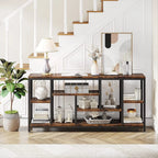 3-Tier Console Sofa Table With Storage, 70.9 Inch