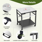 NUUK Pizza Oven Grill Cart 30x24 in With Stainless Steel Top And Sliding Drawer - White-SS-30x24W-Drw