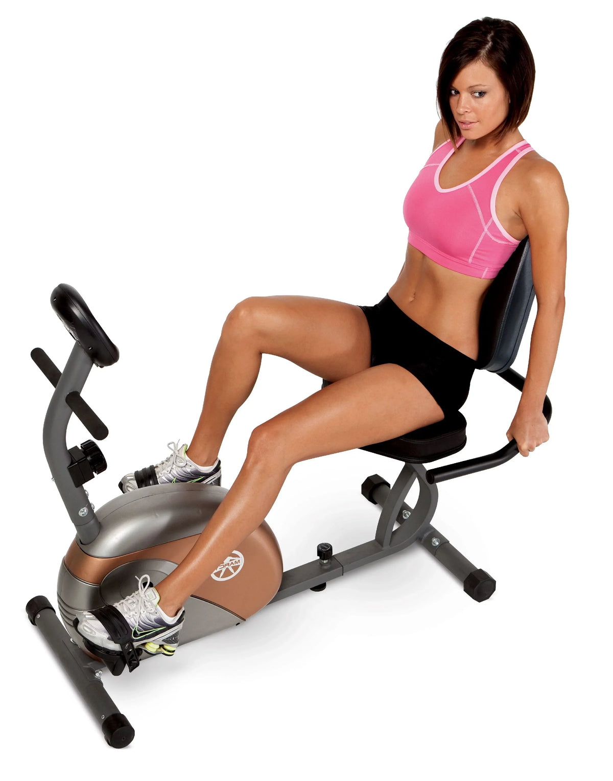 Marcy Recumbent Magnetic Exercise Bike With 8 Resistance Levels, Copper/Black - ME709