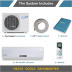 2 Zone Ductless Mini Split Air Conditioner, 9000/12000 BTU, 21 SEER