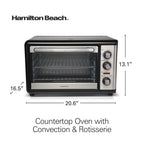 Hamilton Beach Countertop Convection Oven With Rotisserie, 1500 Watts, Stainless Steel - 31108