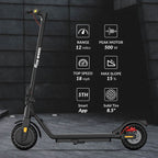 5TH WHEEL Electric Scooter With Turn Signals, 300W, 8.5 in Solid Tires, 18 mph, 12 Miles, Black - W16S
