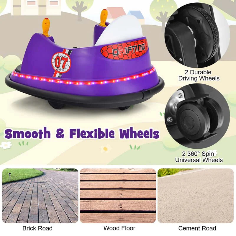 12V Toddler Battery Powered Bumper Car With Dual Joysticks And 360 Degree Spin
