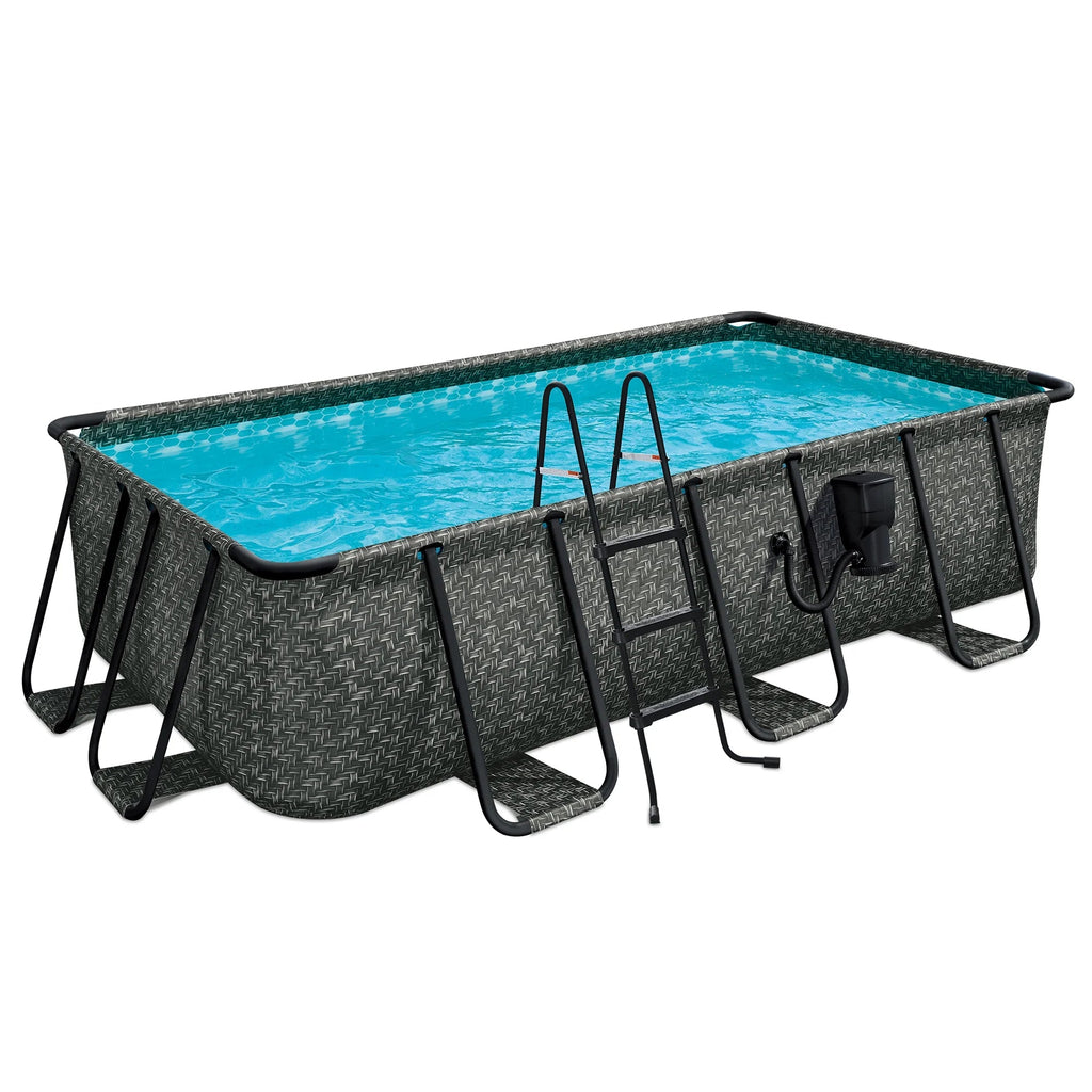Funsicle Open Box Rectangular Above Ground Swimming Pool 13 ft x 7 ft x 39 in Gray - Dark Herringbone