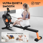Pooboo Magnetic Rowing Machine, Foldable, 8-Level Resistance, 350lb Capacity