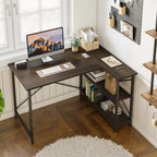 Small L-Shaped Computer Desk With Reversible Storage Shelves - 55-Inch / 47-Inch