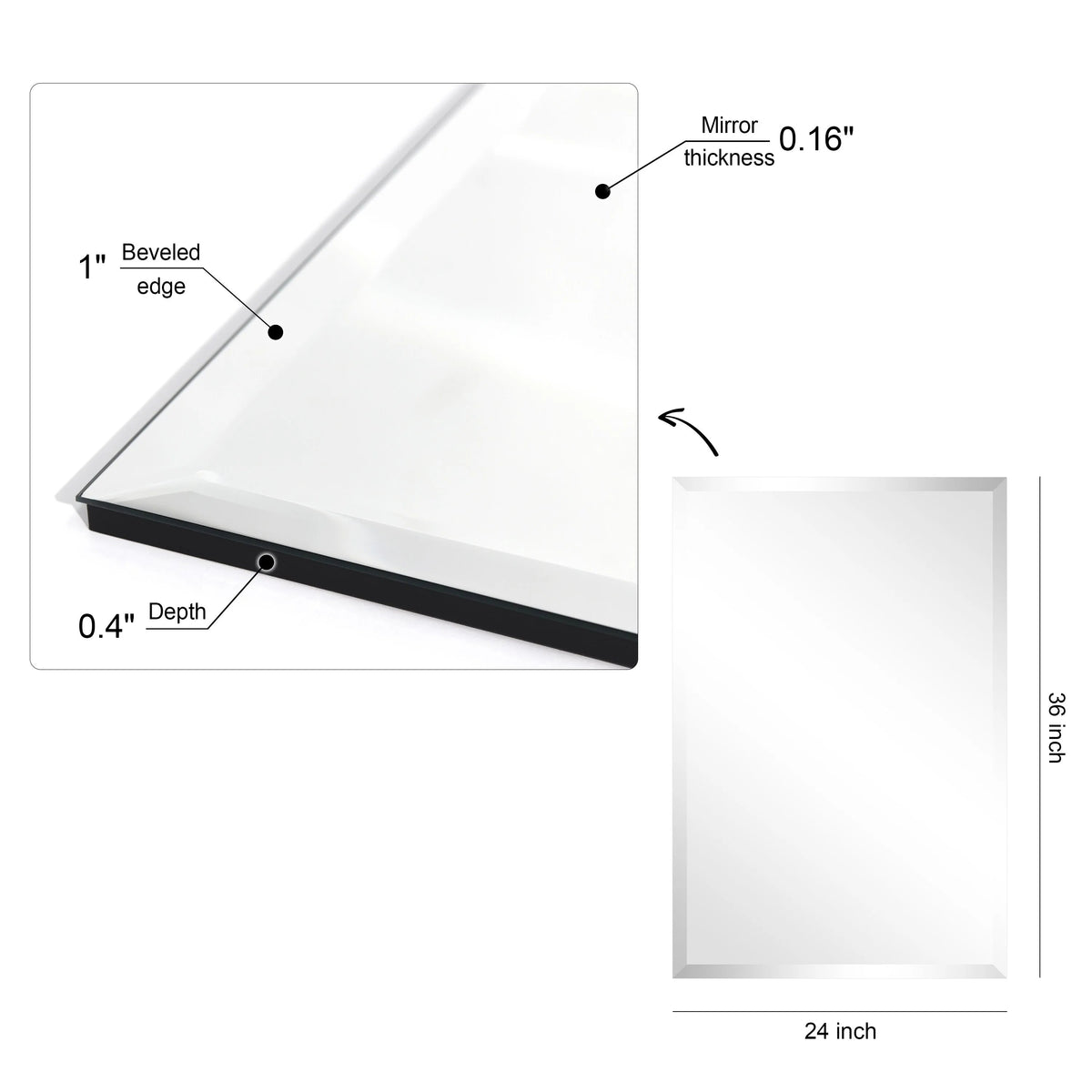 Frameless Beveled Prism Wall Mirror - Clear