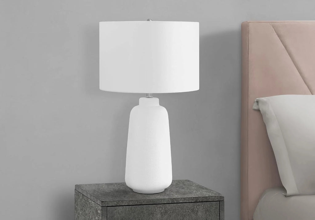 Modern Cream Ceramic Table Lamp, Ivory/Cream Shade, 26 in H - 9716