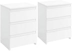 AYFDEGT 2PCS 3-Drawer White Bedside Tables - 18in L x 14in W