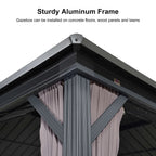 PURPLE LEAF Outdoor Hardtop Gazebo, 8' X 8', Galvanized Steel Double Roof, Aluminum Frame, Grey