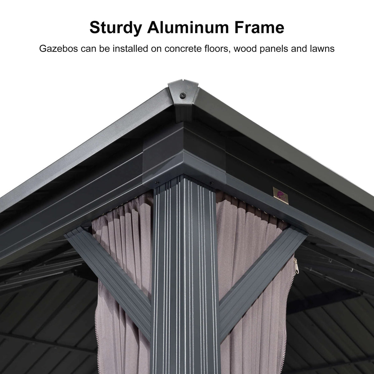 PURPLE LEAF Outdoor Hardtop Gazebo, 8' X 8', Galvanized Steel Double Roof, Aluminum Frame, Grey
