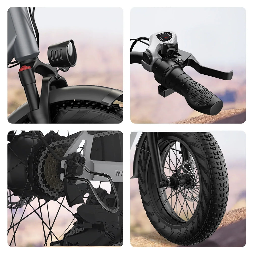 Adult Folding Electric Bike, 20in Fat Tire, 750W, 48V 25AH, 7 Speed, 20MPH - RS