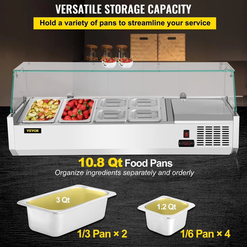Refrigerated Condiment Prep Station, 48-inch, 10.8Qt, 3 1/3 Pans And 4 1/6 Pans - 146W
