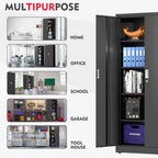 WORKPRO Metal Storage Cabinet With Locking Doors, Adjustable Shelves, Black, 71 Inches Tall - 31-1/2 x 15-3/4 Inch