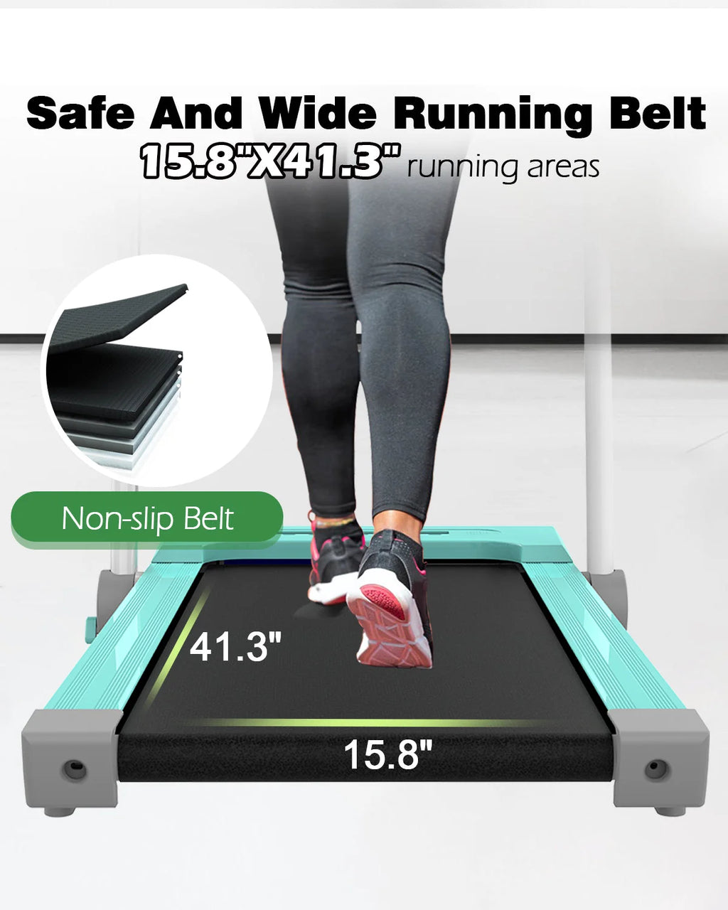 FYC 2-in-1 Under Desk Treadmill, 2.5HP, 41.3 x 15.6 inch, 265 Lbs Capacity, Green