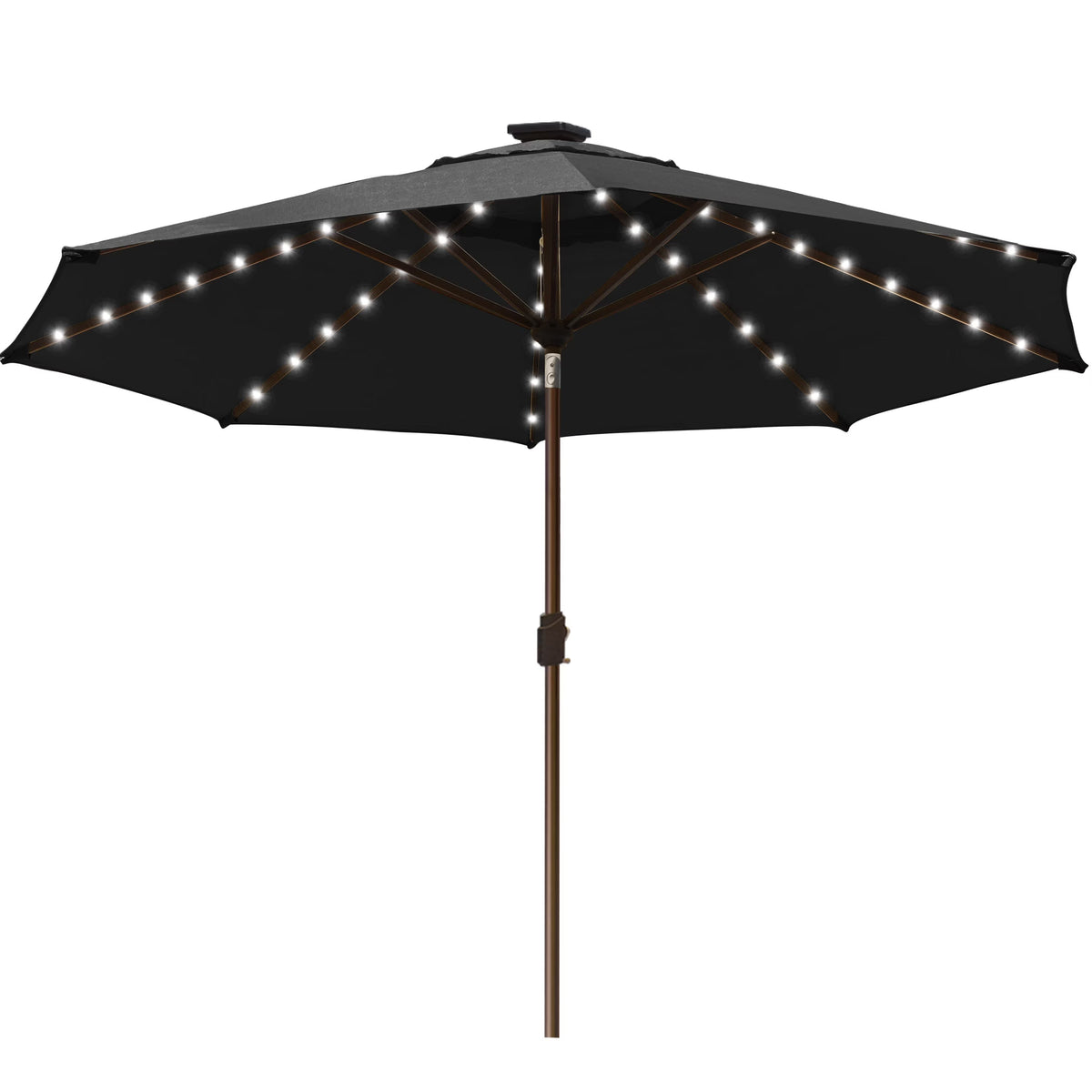 EliteShade 9ft Market Patio Umbrella With 80 LED Lights, Ruby