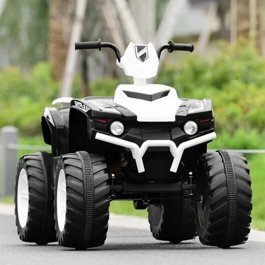 Electric Kids' ATV With LED Lights And Treaded Tires - White