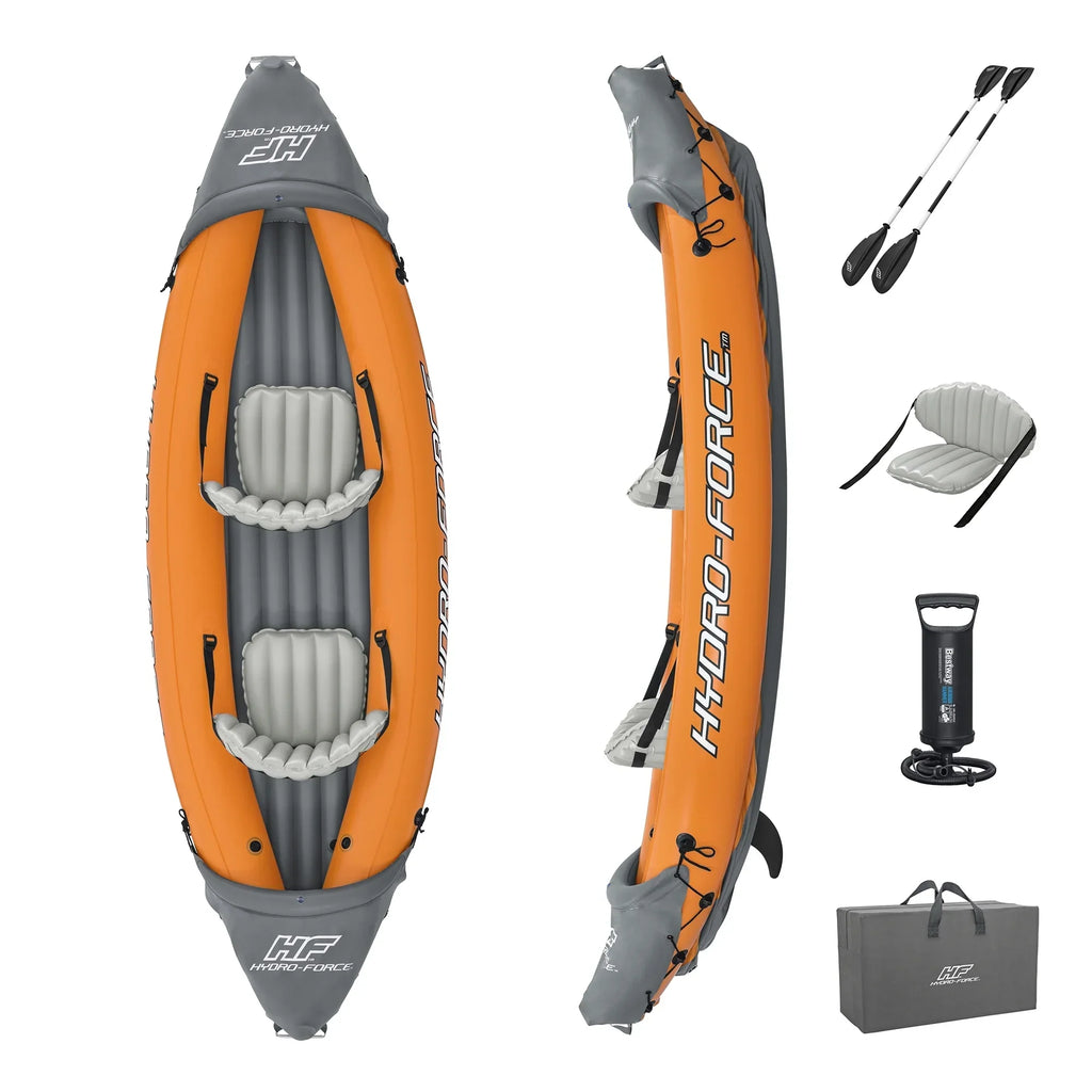 Bestway Inflatable Kayak Set With 2 Seats, Orange And Black - Hydro Force Lite Rapid X2
