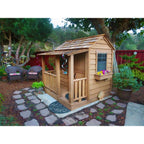 Little Squirt Cedar Wooden Kids Outdoor Playhouse 6 x 6 ft With Dutch Door, 3 Screened Windows And Floor