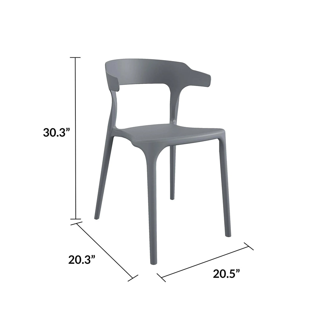Novogratz Poolside Felix Stacking Dining Chairs, Indoor/Outdoor, 4-Pack, Charcoal