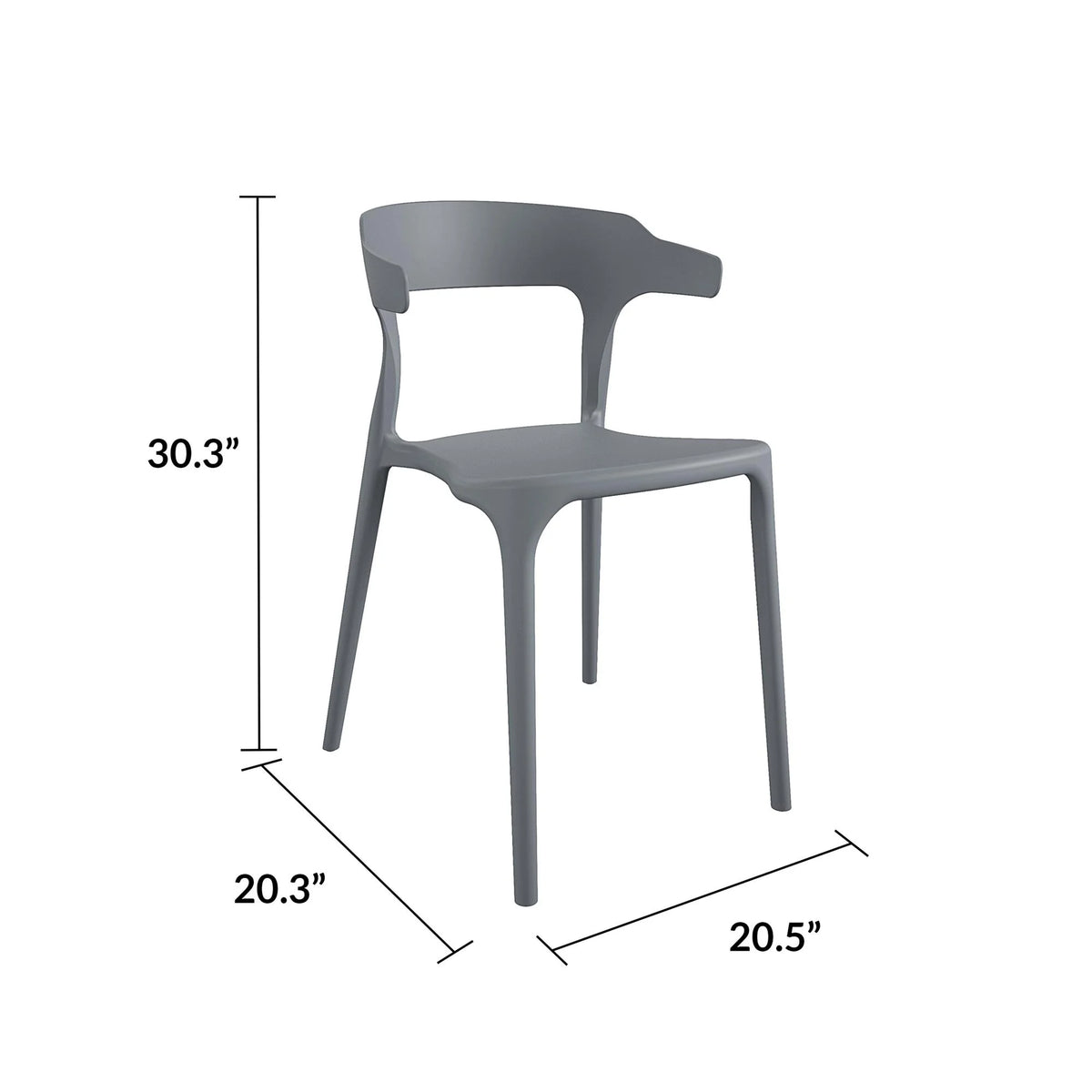 Novogratz Poolside Felix Stacking Dining Chairs, Indoor/Outdoor, 4-Pack, Charcoal