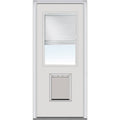 Primed Steel Exterior Door, 32 x 80-Inch, 1/2 Lite Clear Glass, Internal Blinds And Pet Door - Right-Hand Inswing