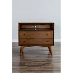 Home Square 4-Piece Set With Small TV Console, Full Wood Bed And Large Nightstand