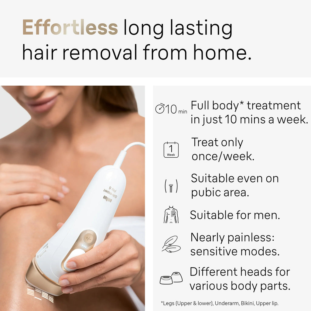 Braun Silk Expert Pro5 IPL Hair Removal Device, White-Gold - PL5147