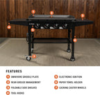 Blackstone 36 in Omnivore Griddle With Folding Side Shelves, Powder Coated Steel, Black - 1554