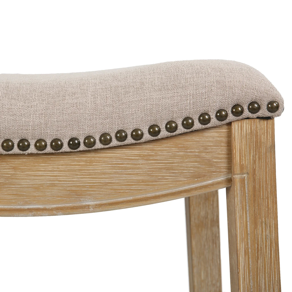 Ridge Home Goods 26 Inch Saddle Wood Counter Height Stool - Weathered Natural