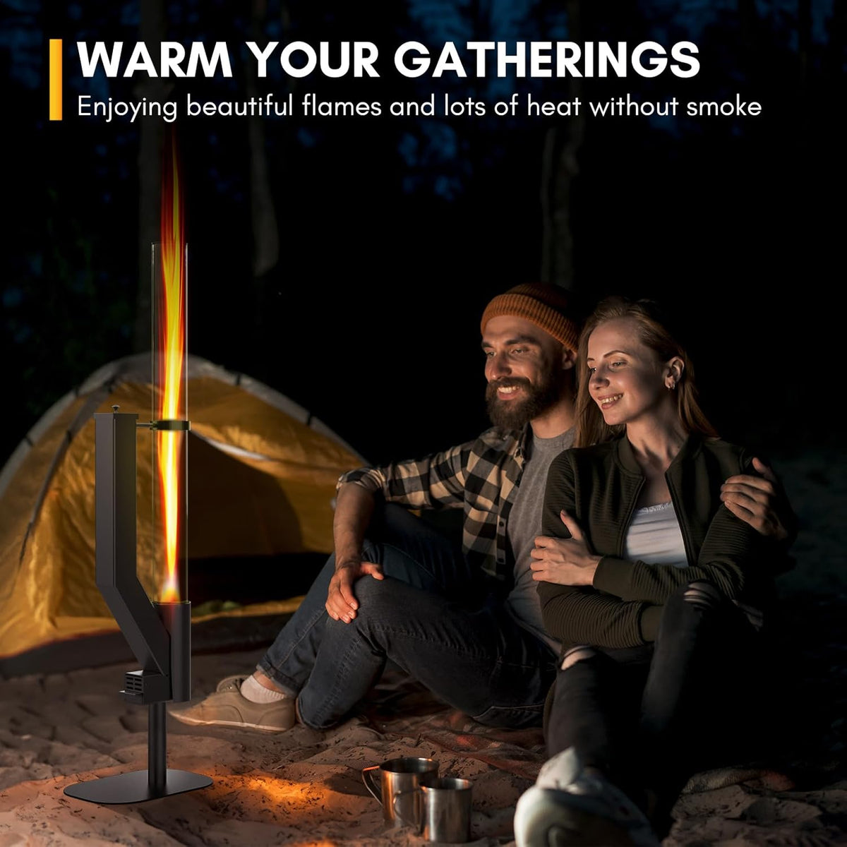 Rayzi 58 Inch Wood Pellet Patio Heater Fire Pit