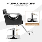 OmySalon Hydraulic Barber Chair With Stainless Steel Armrests, Brown Or Black