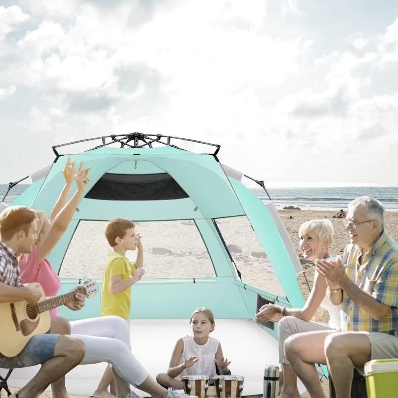 Large Pop Up Beach Tent Sun Shelter, 5-6 Person, 98.4in L x 55in D x 58in H