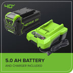 Greenworks 40V Cordless Brushless Leaf Blower Vacuum With Bag, 230 MPH, 505 CFM, 5.0Ah Battery And Charger