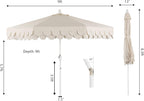 JONATHAN Y 9 ft. Classic Midcentury Scalloped Fringe Market Patio Umbrella - UMB1002C
