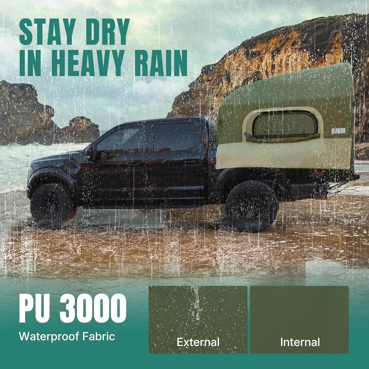 Inflatable Pickup Truck Bed Tent, 3 Person, 5.5ft-8ft