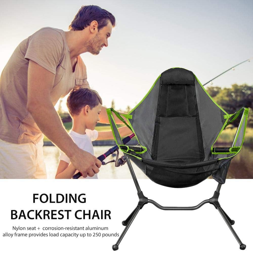 VEANERWOOD Folding Rocking Camping Chair With Pocket, Steel, 330lbs Capacity