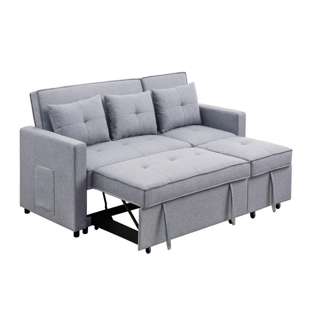 Benjara Convertible Sleeper Sofa, 80 in, Light Gray and Black - BM286632